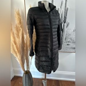 Black, down filled jacket from BB DAKOTA. Size small and zipper front. Warm!